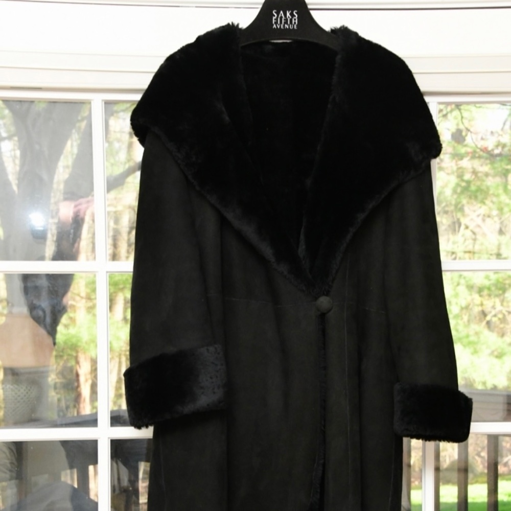 Black Shearling Coat Size Small Birger Christiensen